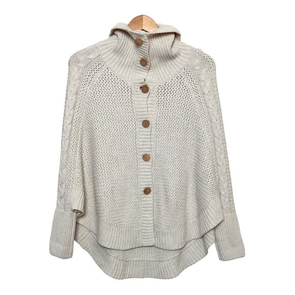 Ugg Maribeth Cable Knit Wool Blend Cocoon Sweater Cape Size Small - Picture 6 of 8